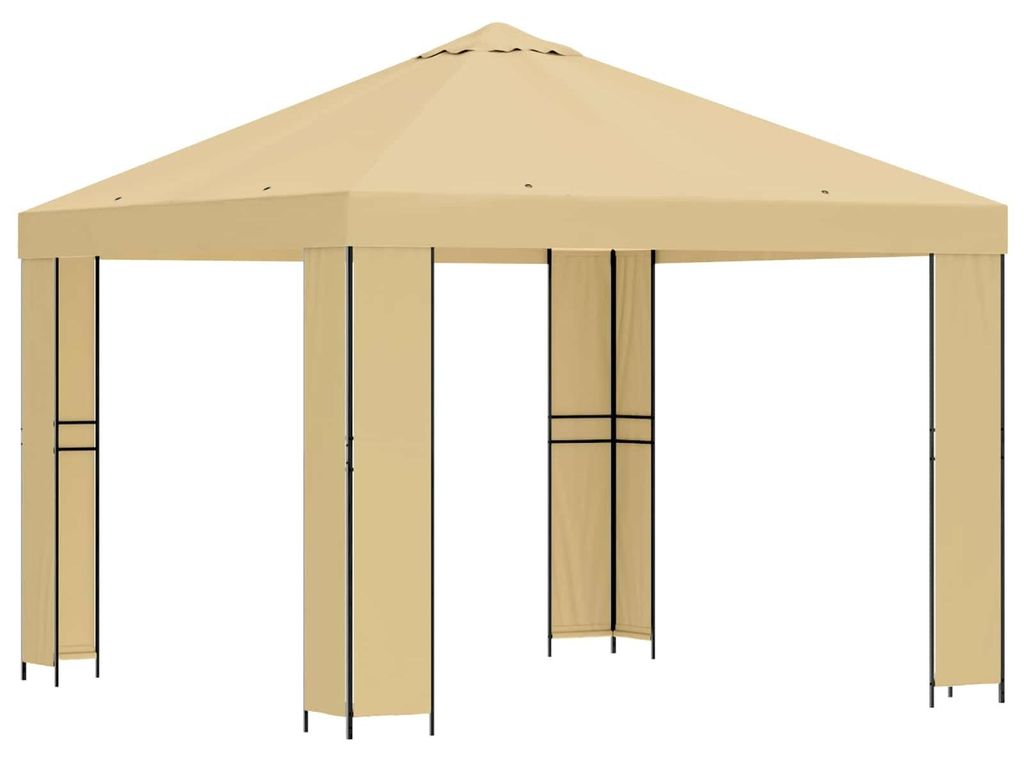 Pavillon 3 x 3 m Creme Polyester und Stahl 190 gsm