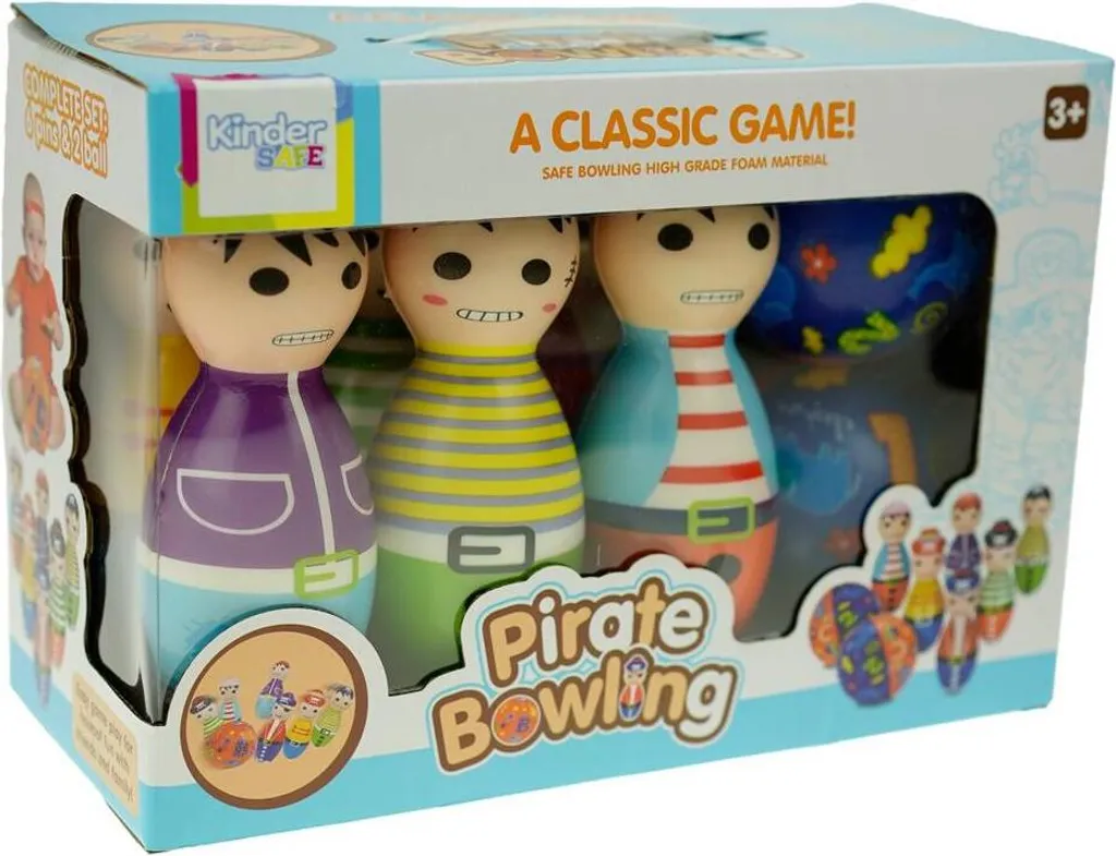Mini bowling pirate interactif en bois et ABS - Jeu d'arcade nomade