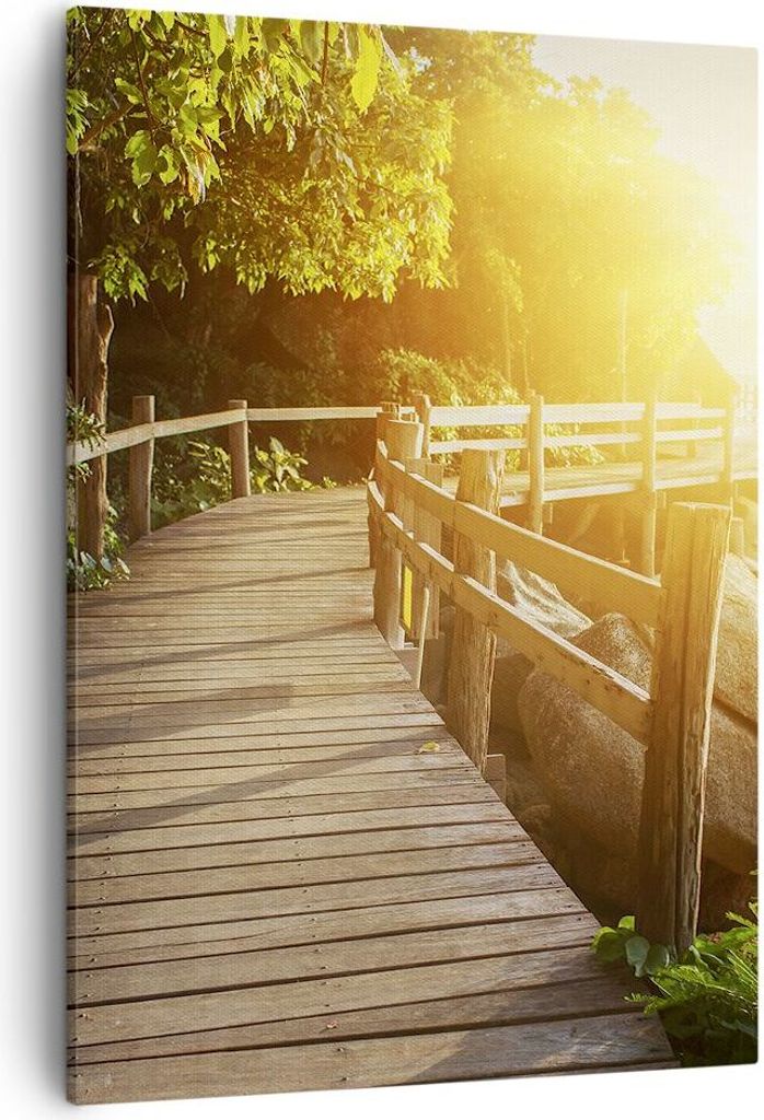 Bild auf Leinwand - Leinwandbild - Einteilig - Brücke Meer Welle - 50x70cm - Wand Bild - Wanddeko - Wandbilder - Leinwanddruck - Kunstdruck - Wand...