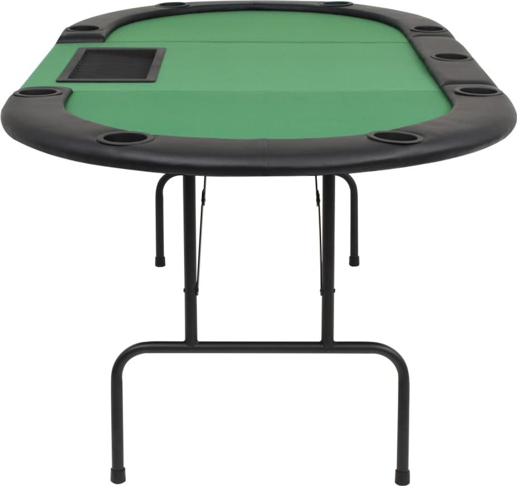 vidaXL 9-členný pokerový skladací stôl 3-fold Oval Green Obrázok produktu 4