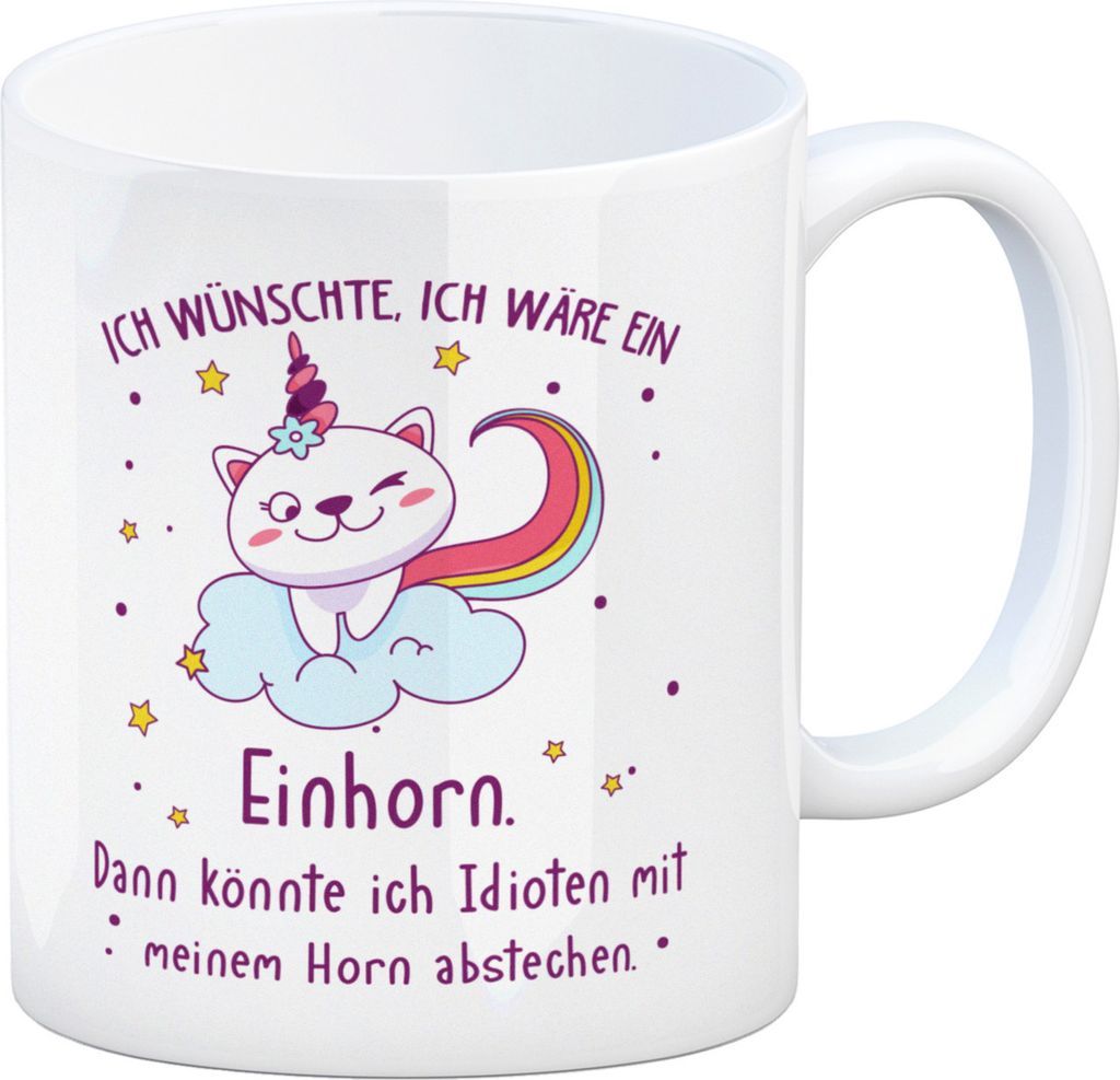 Katzen-Einhorn Kaffeebecher : Ich wünschte ich wäre ein Einhorn