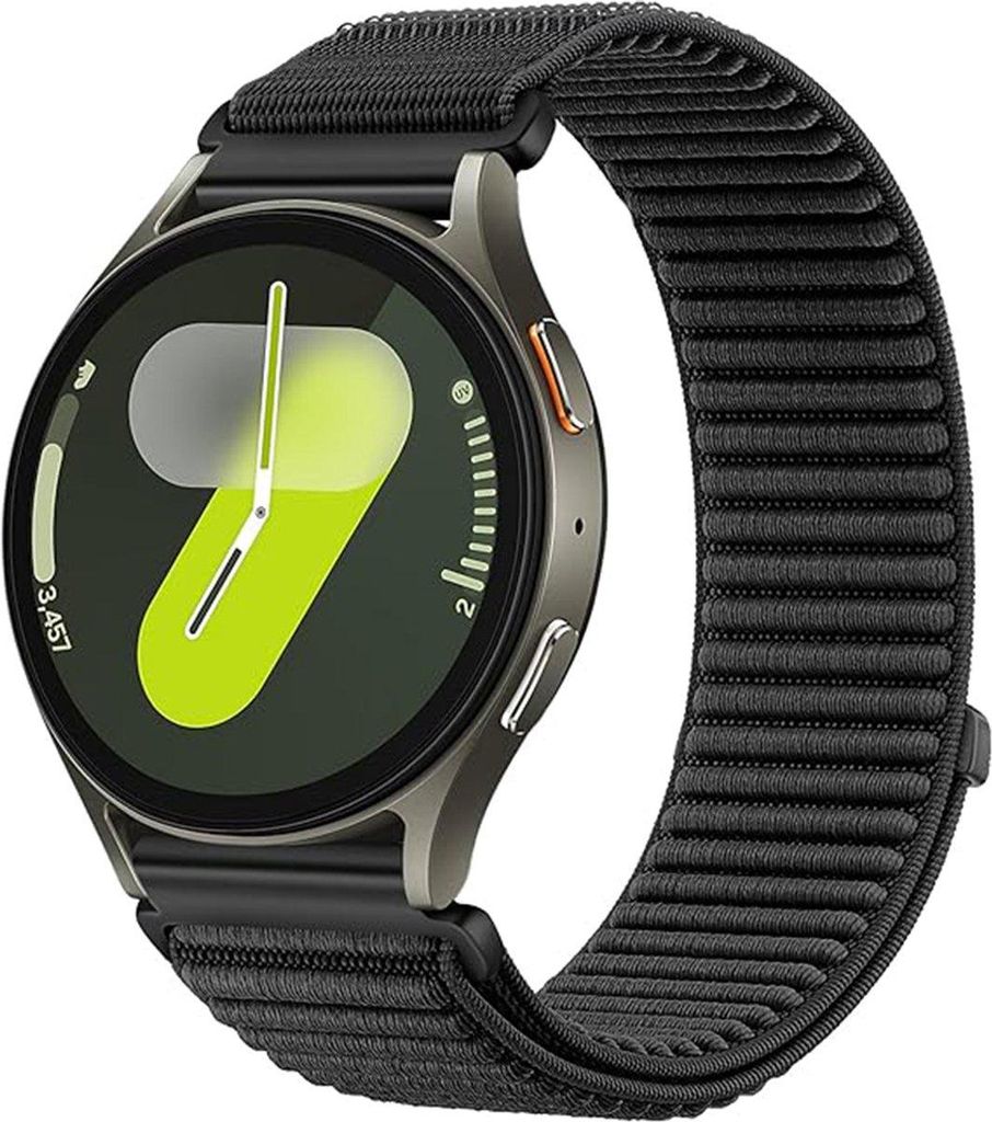 Stravo Nylon Klettverschluss Ersatzarmband 20mm Sport Atmungsaktiv Geflochten für Galaxy Watch 7/6/5/4 , Garmin Vivoactive , Huawei - Schwarz