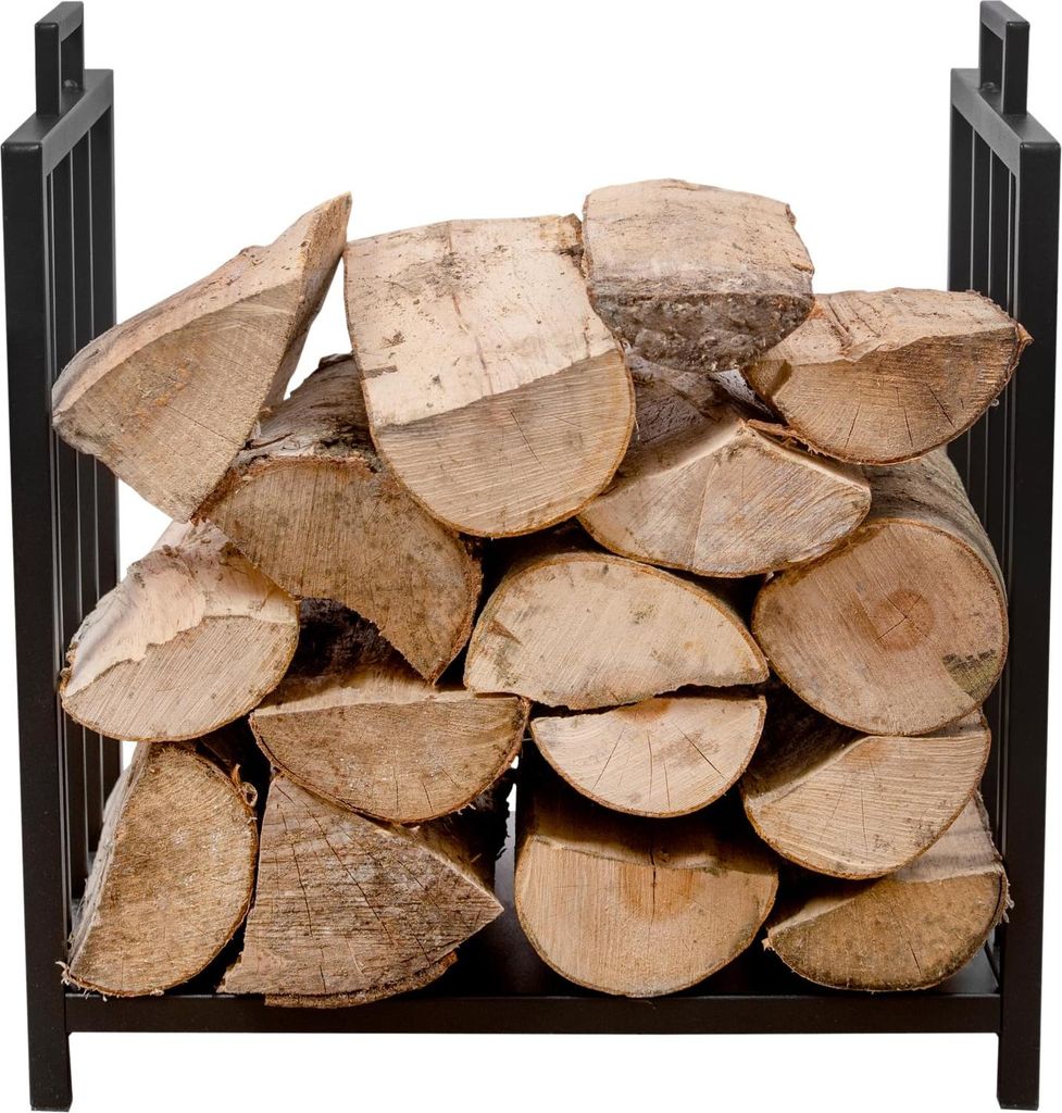 FRAMADO, Holzkorb für Kaminholz Metall, Holzlager Schwarz, 51x37x53cm, MODERNO