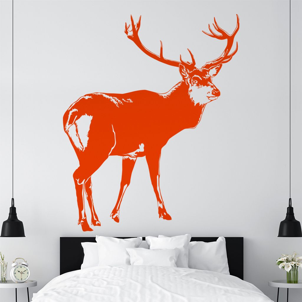 KIWISTAR Hirsch Motiv 2 Geweihträger Wandtattoo in 6 Größen - Wandaufkleber Wall Sticker - Dekoration, Küche, Wohnzimmer, Schlafzimmer, Badezimmer