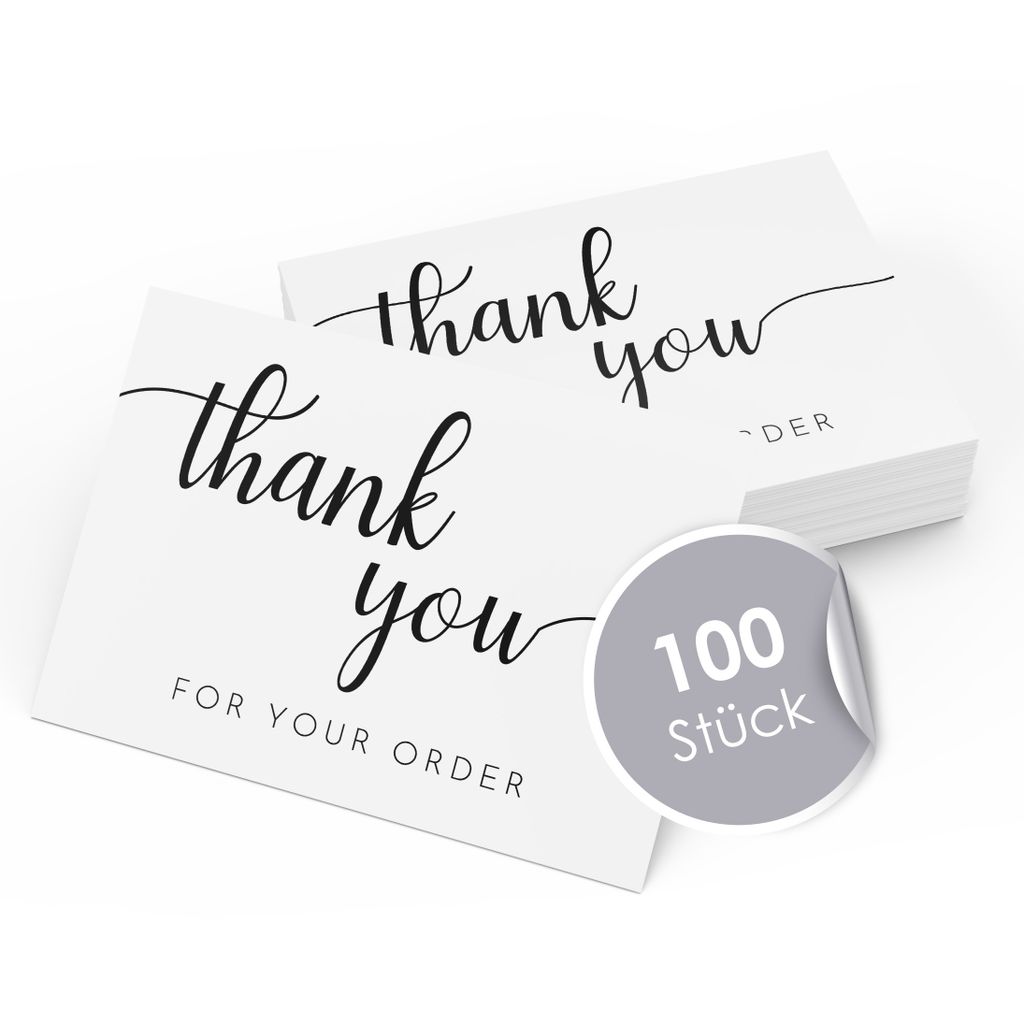 100x Thank you for your order Karten - Hochwertige Dankeskarten für zufriedene Kunden