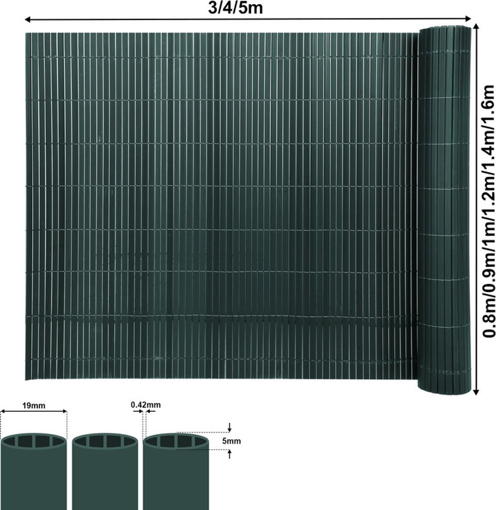 Jopassy PVC Sichtschutzmatte Doppelte Verstärkung Innen, Balkon Sichtschutz mit Kabelbindern, Sichtschutzzaun Windschutz Wasserdicht ohne Bohren, ...