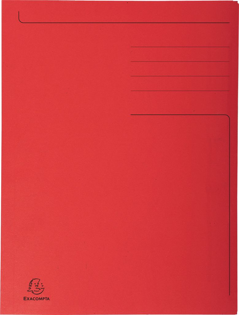 Exacompta 50x Aktenmappe + Index, 3 Klappen, 24,5x35cm Folio, Rot, 449003E