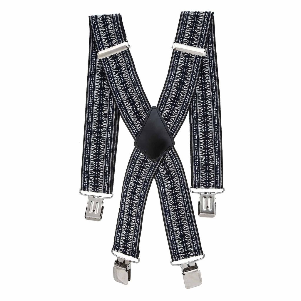 Hosenträger Schwarz Weiß Muster X Form 5 cm Produktbild 