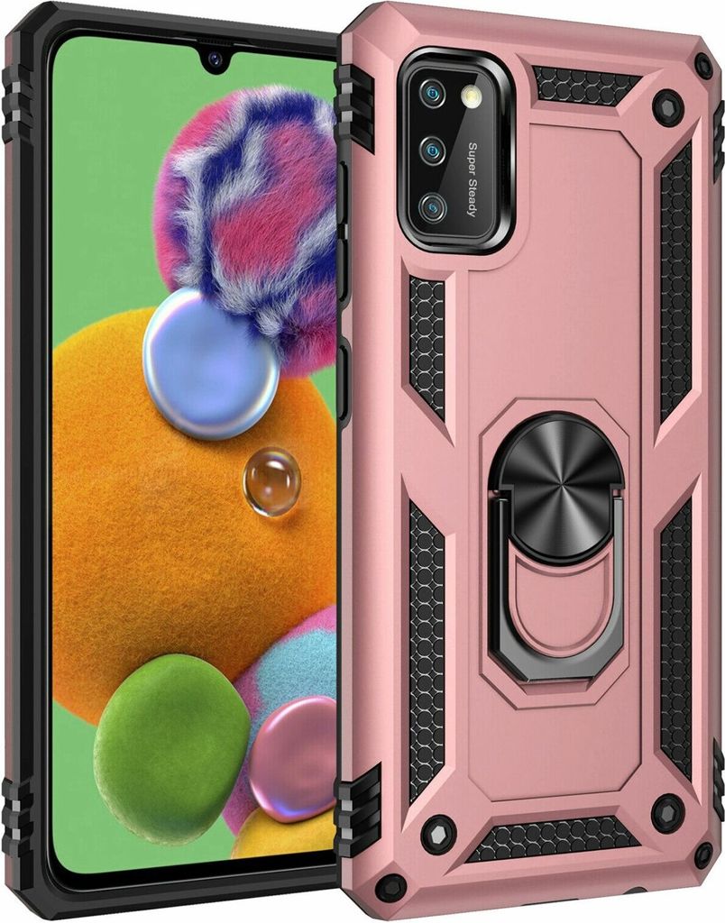 cofi1453 Silikon TPU Slim Case mit 360 Grad Ring Ständer Schutzhülle Kickstand Handyhülle Magnetische Autohalterung für iPhone 11 Pro Max Rose