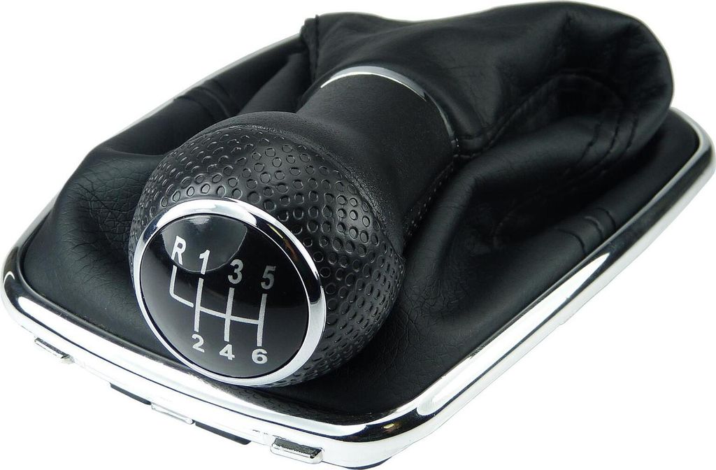Schaltsack Schaltmanschette Schaltknauf 6-Gang für VW Golf 4 IV VW Bora mit Chrom Rahmen 12 mm