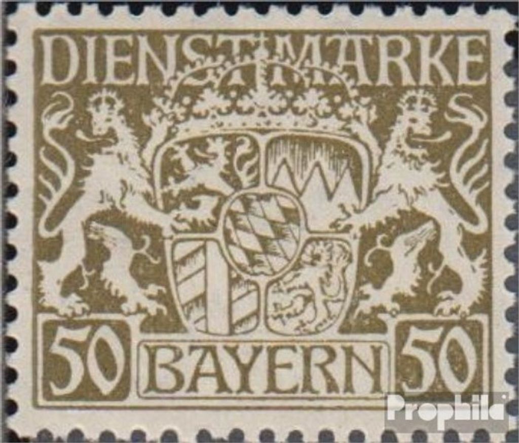 Briefmarken Bayern 1919 Mi D39y I, ohne Aufdruck nicht ausgegeben postfrisch Staatswappen