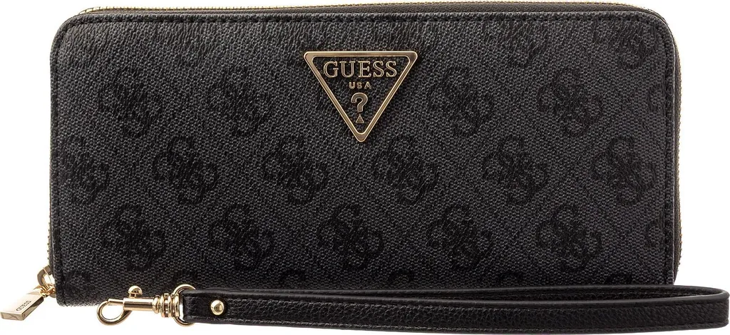 Portefeuille Zippé GUESS Laurel II Anthracite Logo Imprimé Femme Chic