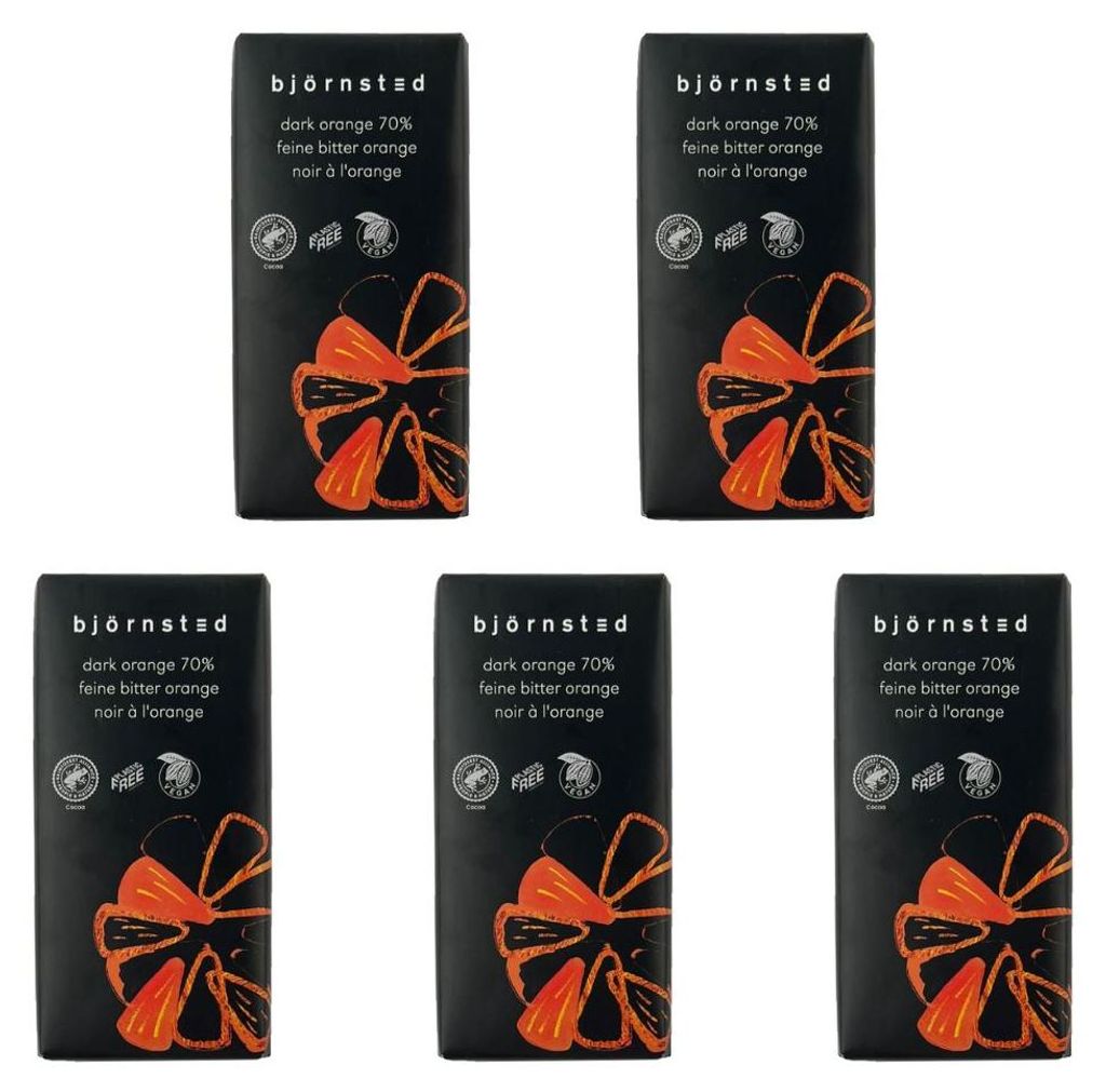 5x Björnsted Dark Orange 70% feine Bitter Orange 100g - Produktbild 