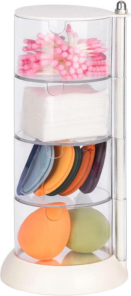 Stapelbares 4-lagiges Acryl-Aufbewahrungssystem, modulare Ablagen für Haaraccessoires, Schmuck oder Make-up-Theke.