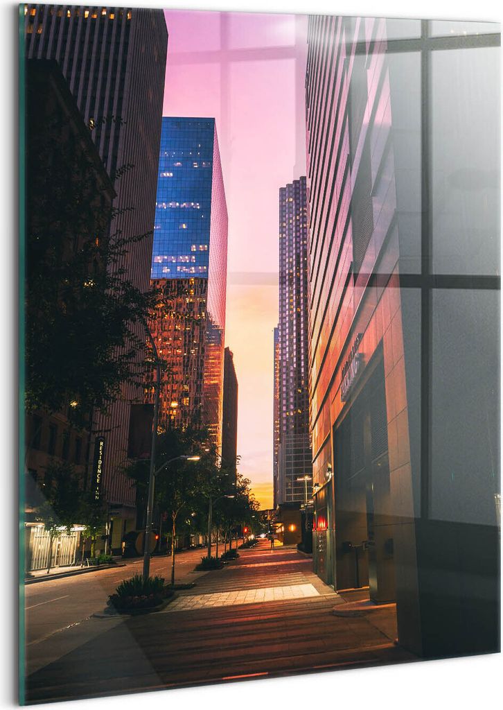 Designer Glasbild - Wandbild - Glas Bild - 60x80 cm - Leere Straße In Houston