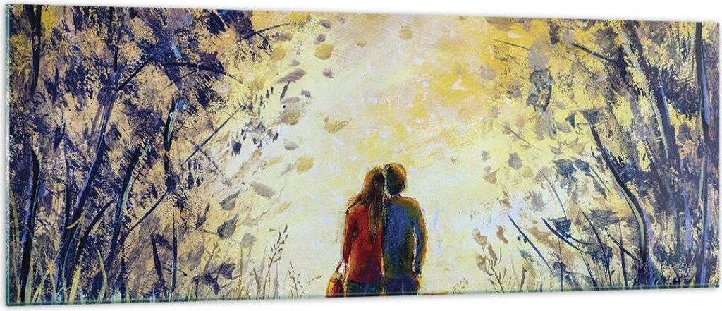 Bilder auf glas - Einteilig - Liebhaber auf Bank - 140x50cm - Glasbilder - Wandbilder - Bilder - zum Aufhängen bereit - Wanddekoration aus Glas - ...