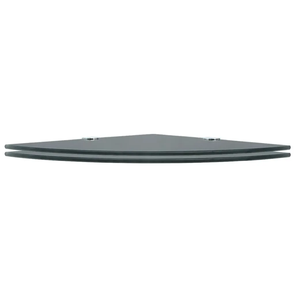 Étagère murale d'angle en verre noir lot de 2 avec fixations murales inox