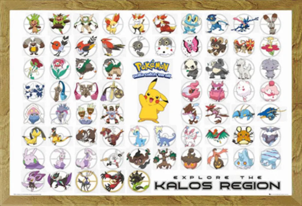 Poster Pokémon Kalos sous Cadre Shinsuke : Fini les Affiches Cornées !