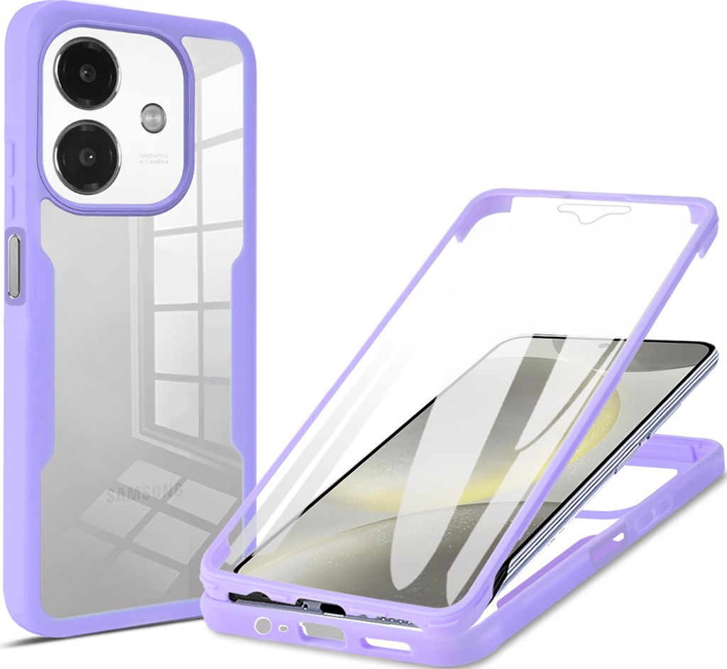 Schutzhülle für Oppo A3X / A3 5G/4G, Eingebautem Displayschutz 360 Grad Komplettschutz Handyhülle Lila