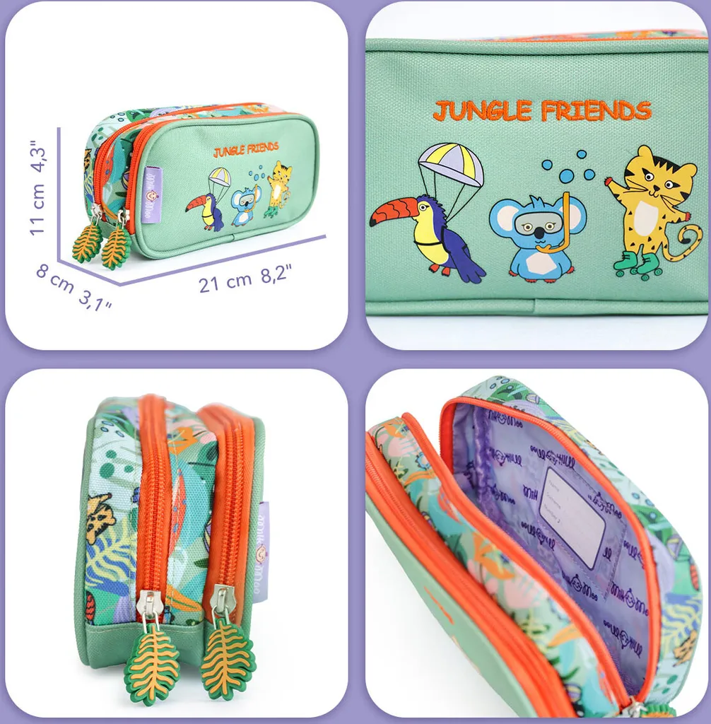 Trousse à crayons double compartiment pour école et dessin enfant