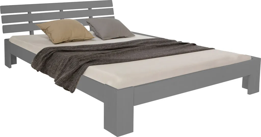 Cadre de Lit 180x200 Gris en Pin - Lit Futon Double Style Scandinave