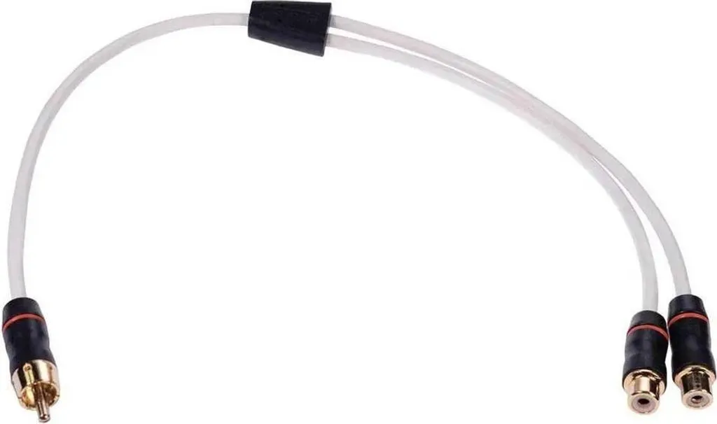 Doubleur RCA Audio Fusion Blanc 1 Mâle 2 Femelles pour Ampli et Enceintes