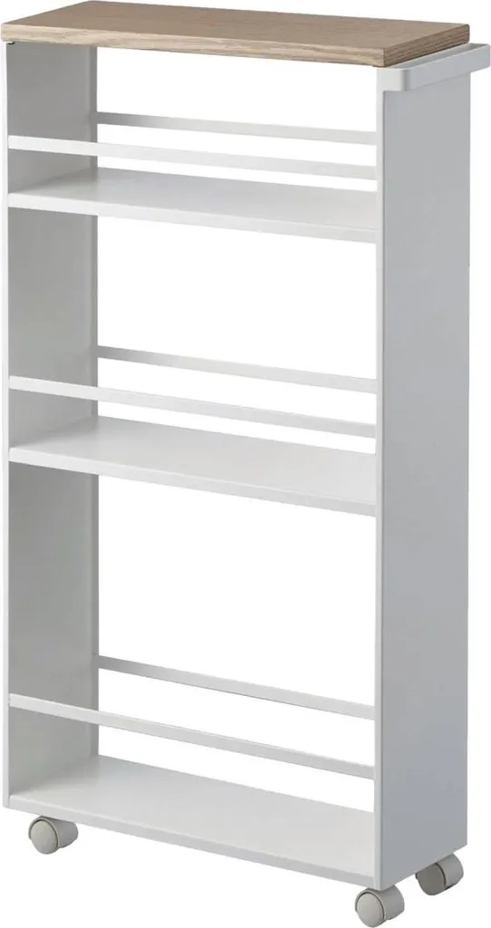 Chariot de rangement à roulettes en métal blanc L47,5 cm Yamazaki