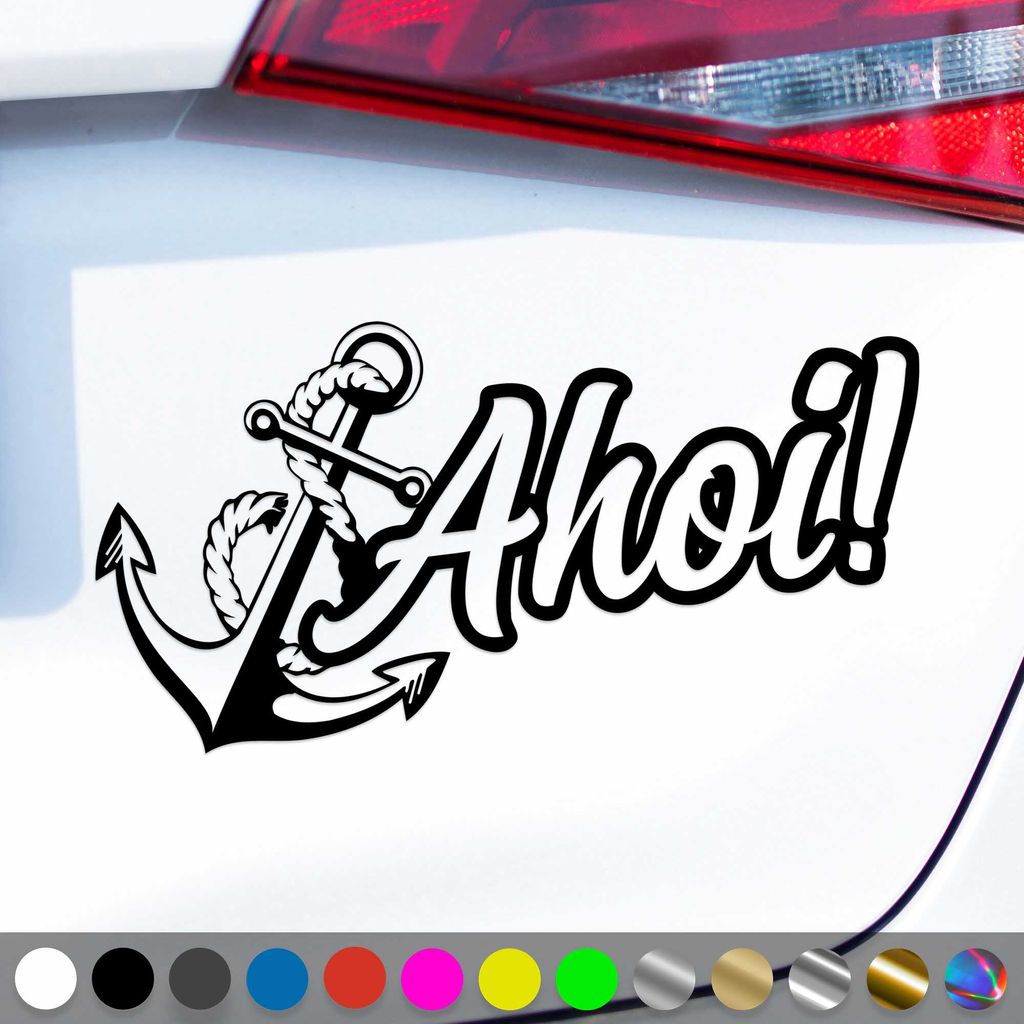 PantherPixel Ahoi Aufkleber Anker Seemannsgruß Moin Nordsee Ostsee Sticker Auto Geschenkidee Farbe Schwarz