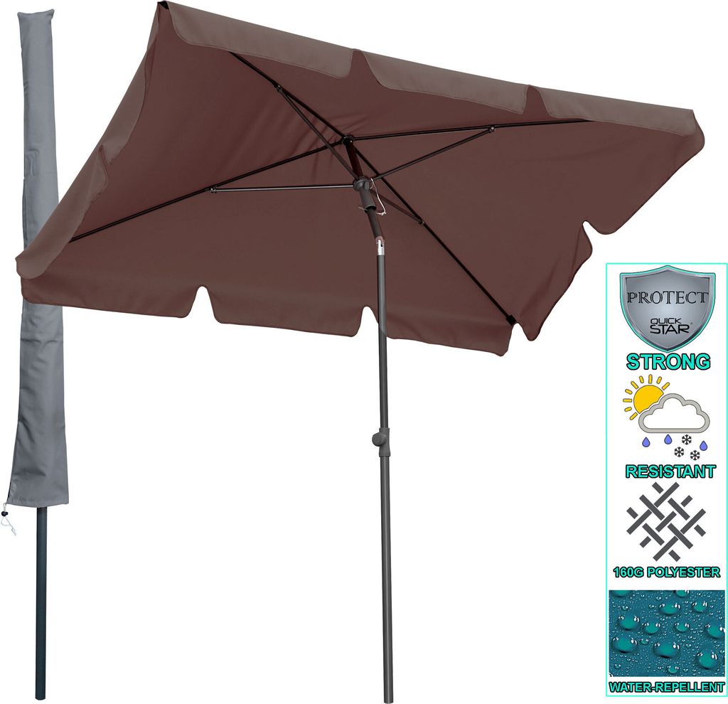 Balkon Sonnenschirm 200x125cm Balkonschirm Rechteckig Knickbar Taupe Gartenschirm UV 50 mit Schutzhülle