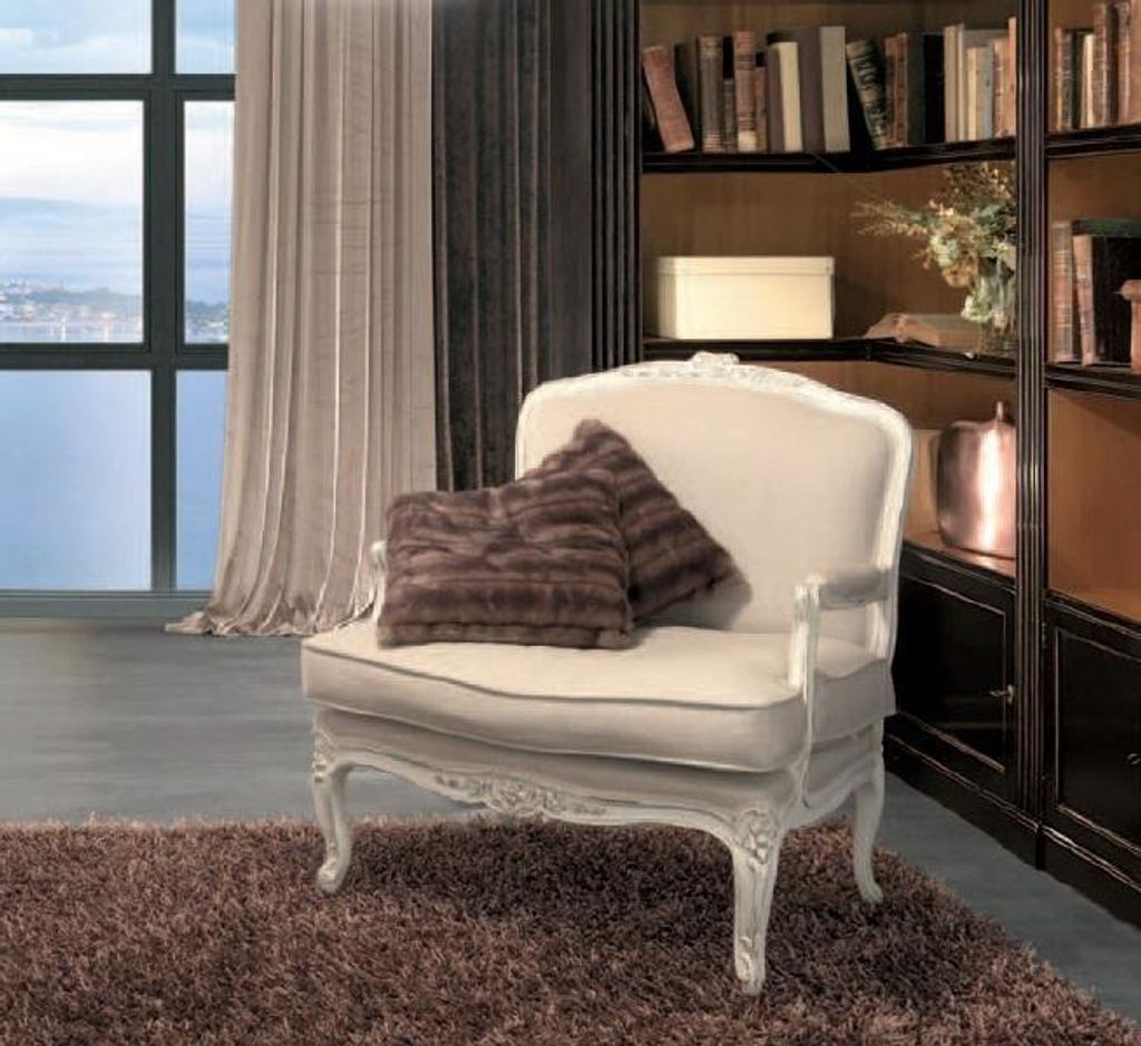 Sessel Bibliothek Lese Stuhl Ohrensessel Sofa Polster Italienische Möbel Luxus