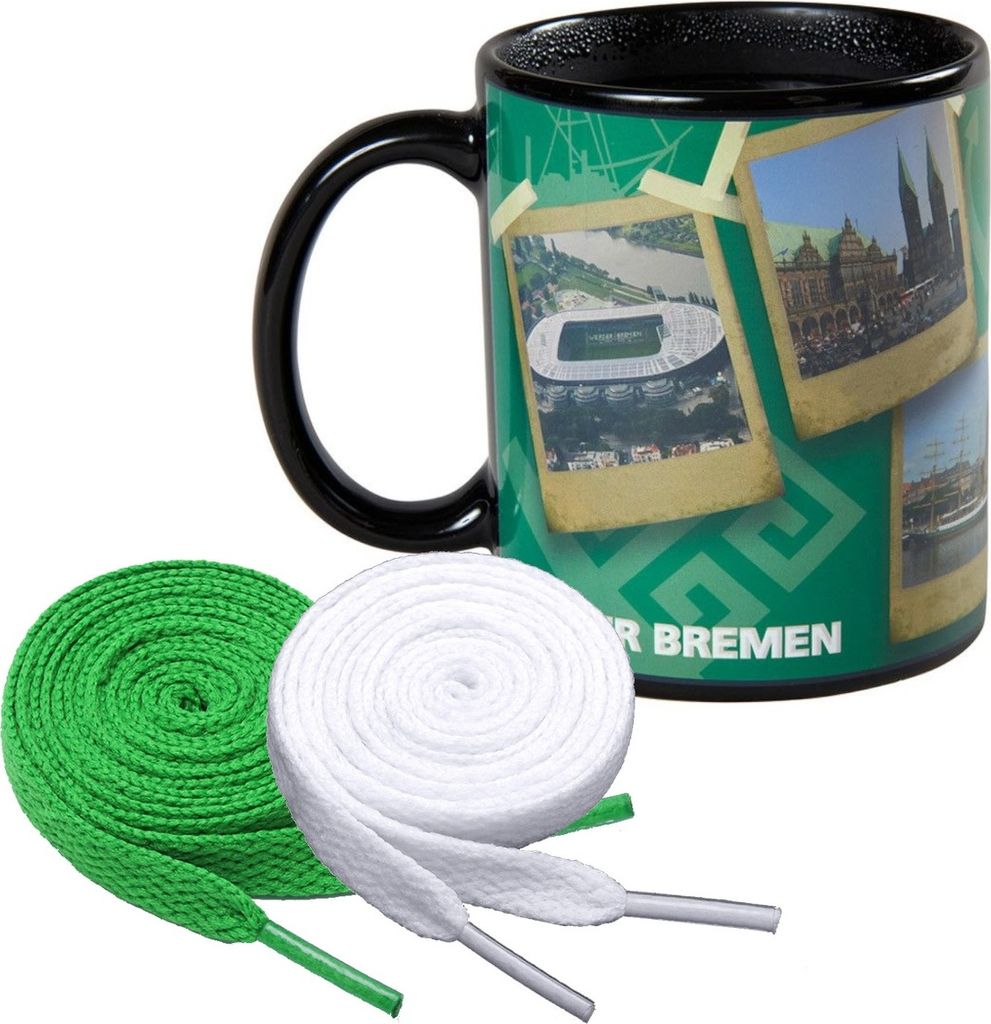 SV Werder Bremen Kaffeebecher Tasse "Polaroid Magic" + 2 Paar Fan-Schnürsenkel 1# 19#