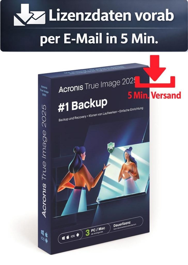 Acronis True Image 2025 (3 Device - perpetual) ESD Hilfsprogramme Tools Treiber 5 Min. Versand als Download per Mail