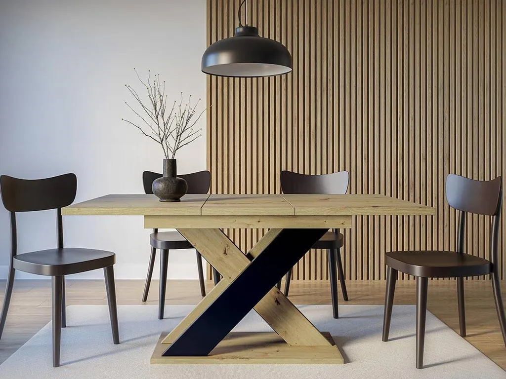 Table à manger Tosca idéale petits espaces extensible bois et noire - 2