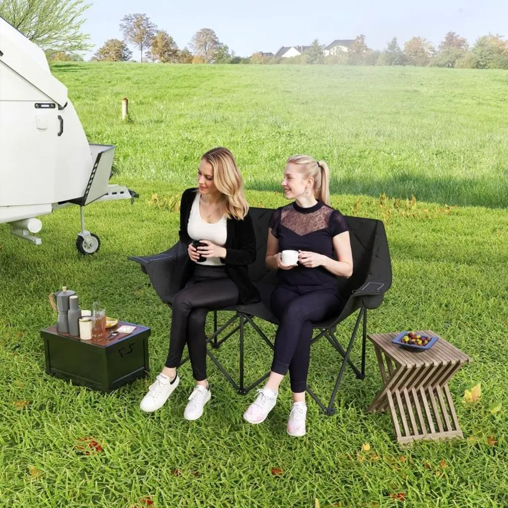 Chaise de camping 2 places robuste 250kg avec glacières intégrées - 2