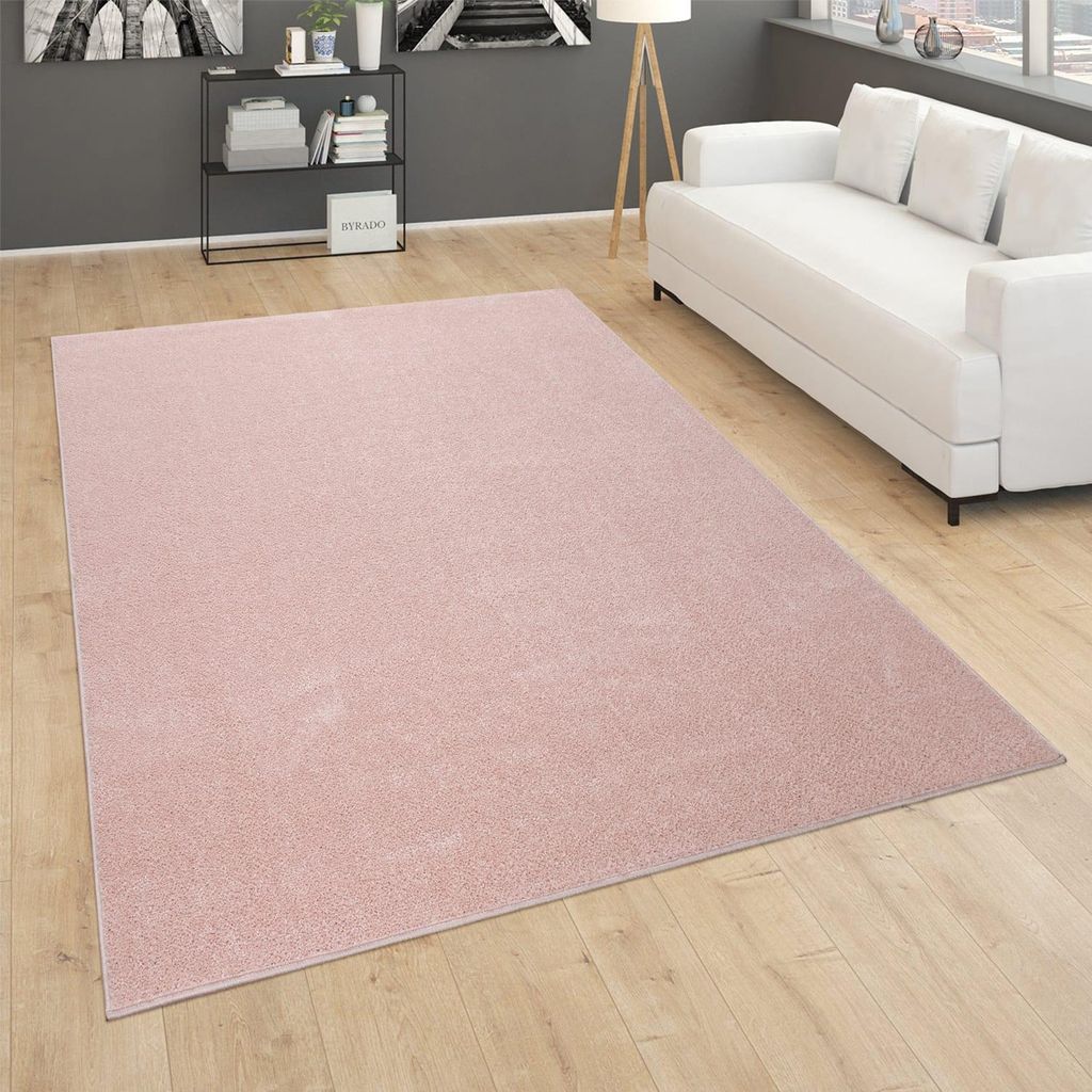 Waschbarer Teppich waschmaschinenwaschbar Unifarben Küche, Flur schmutzabweisend Rosa Rechteckig 200x280 | 100% Polypropylen | Florhöhe: 8 mm