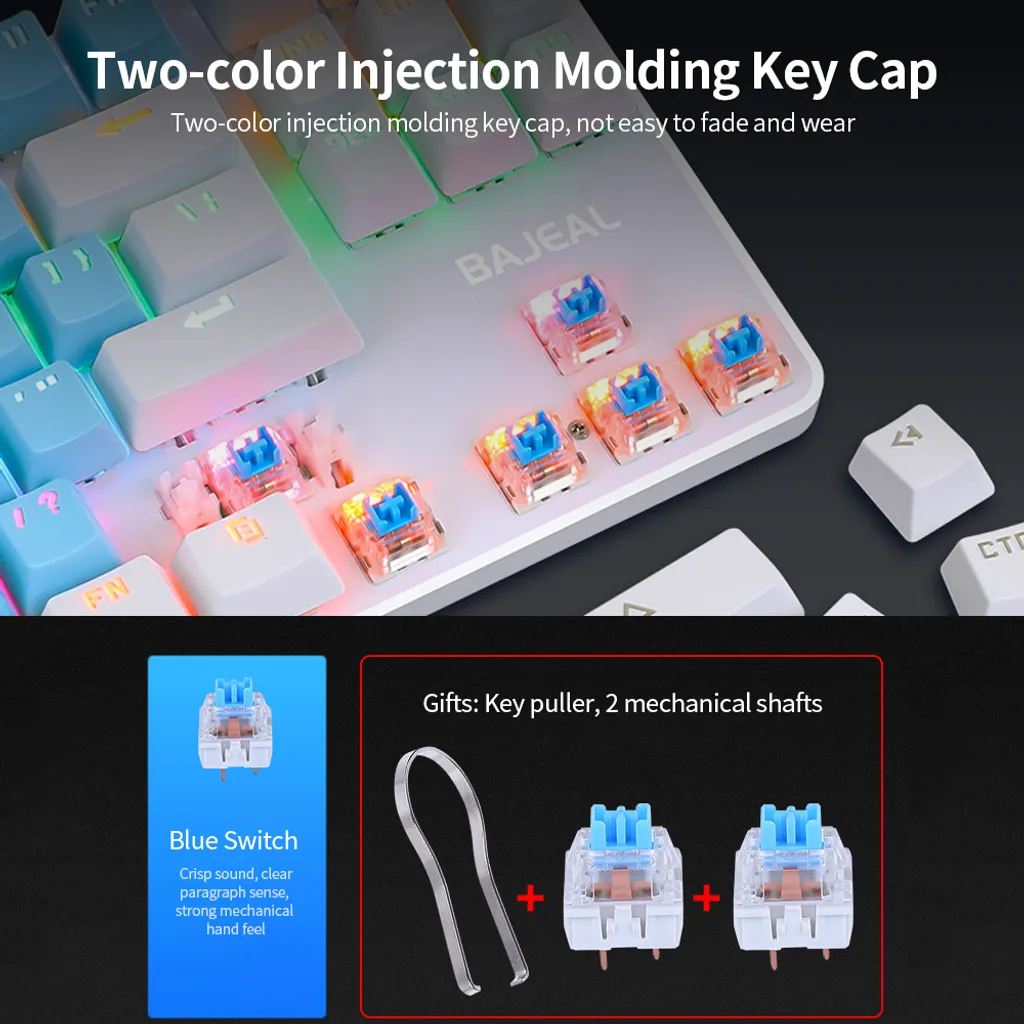 Clavier gaming mécanique compact 87 touches avec rétroéclairage 9 modes