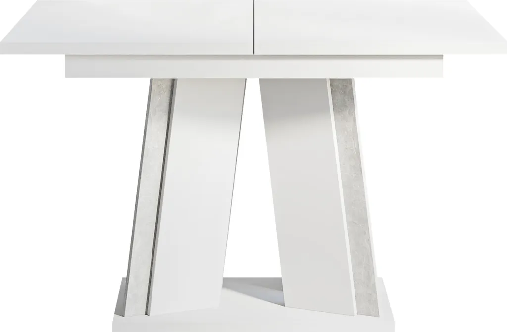 Table de salle à manger extensible 120x80 cm en décor béton et blanc