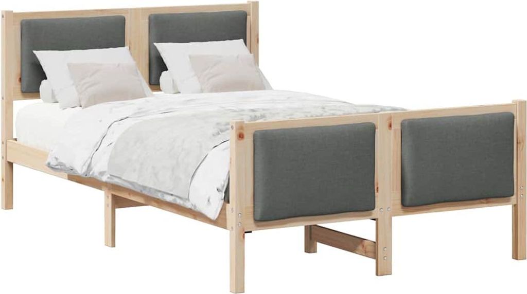 vidaXL Bettrahmen mit Kopfteil Dunkelgrau 120 x 200 cm Stoff