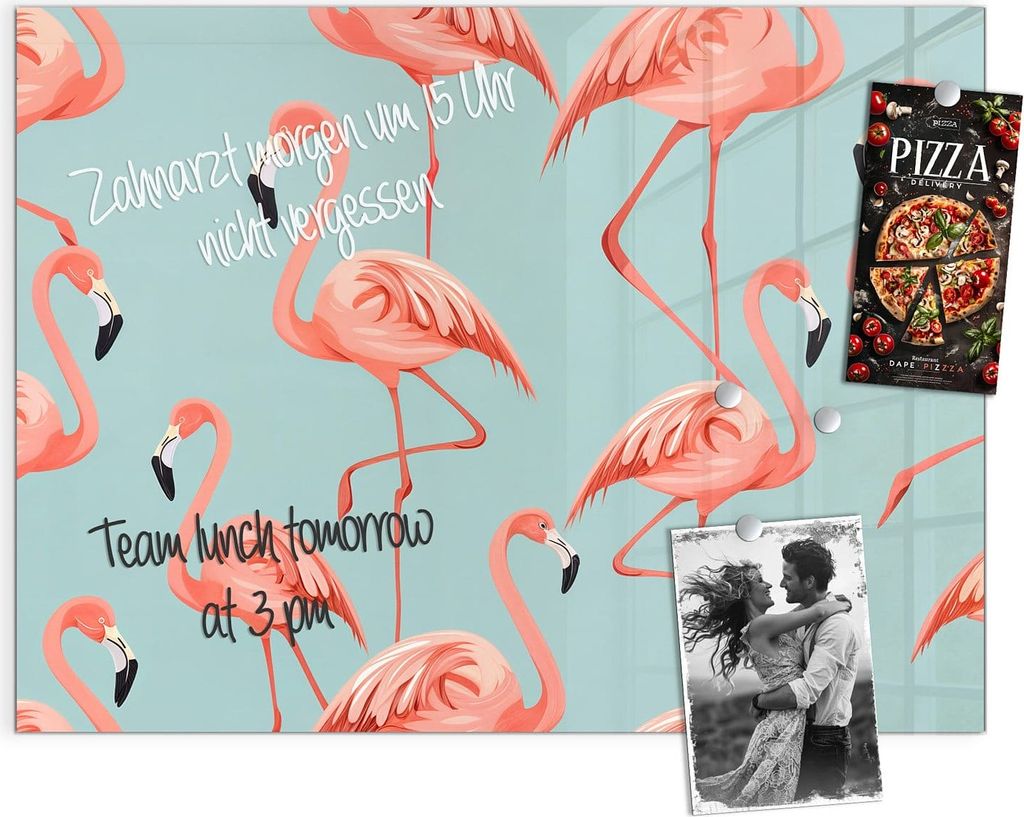 Magnettafel 120x90cm Pinnwand Whiteboard beschreibbar - Flamingo Design