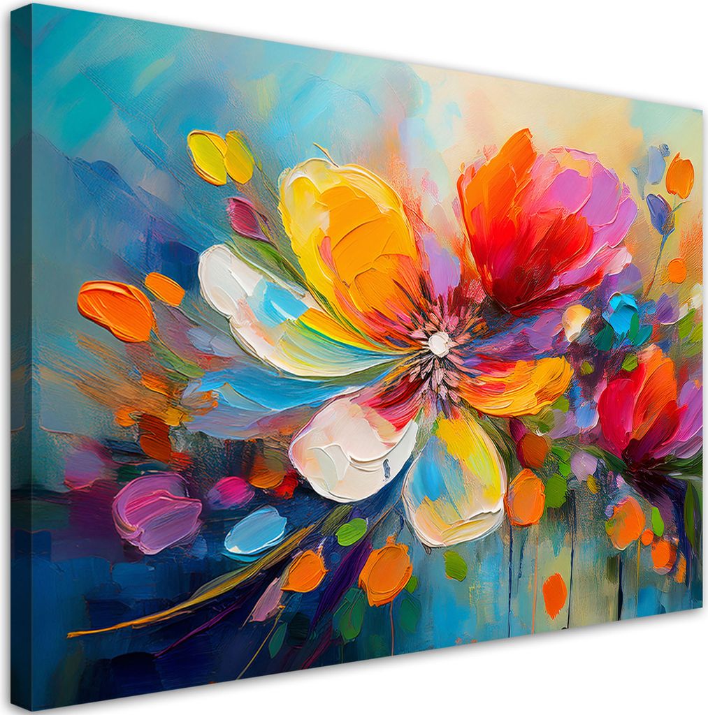 Leinwandbild Bunte Blume 120x80 Feeby Bunt bild für die wand bereit zum aufhängen