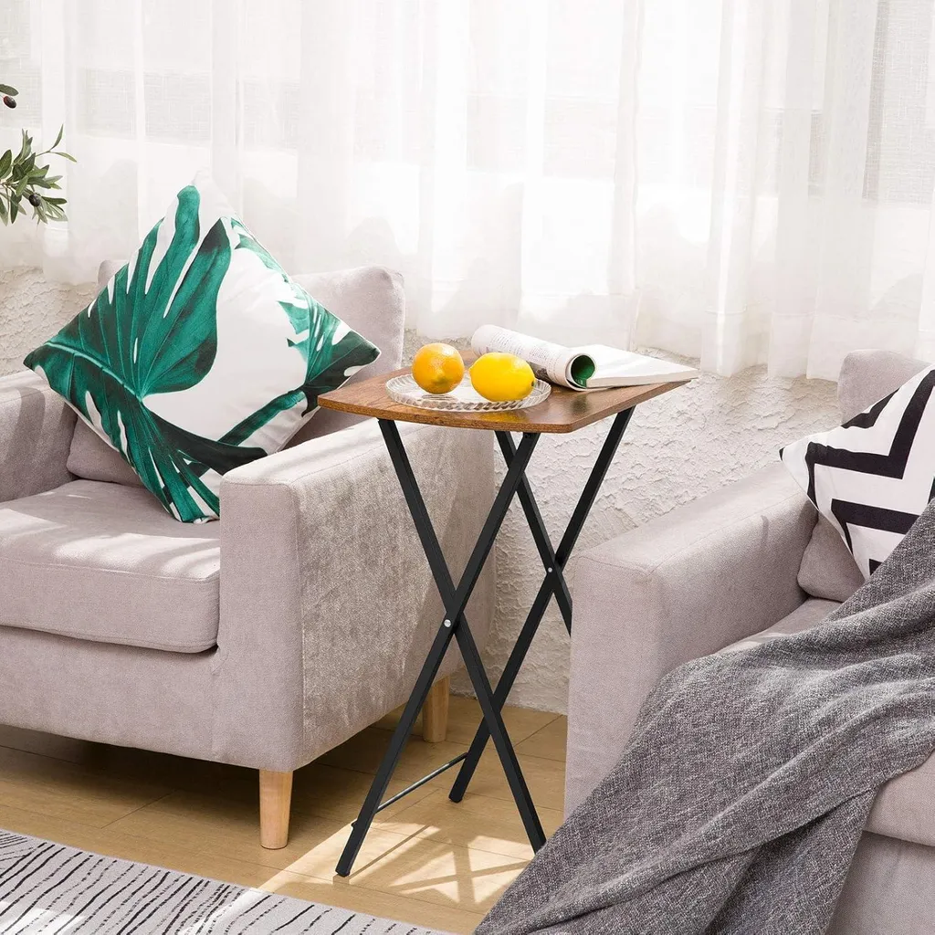 Table de chevet pliante industrielle brun foncé pour chambre - 5