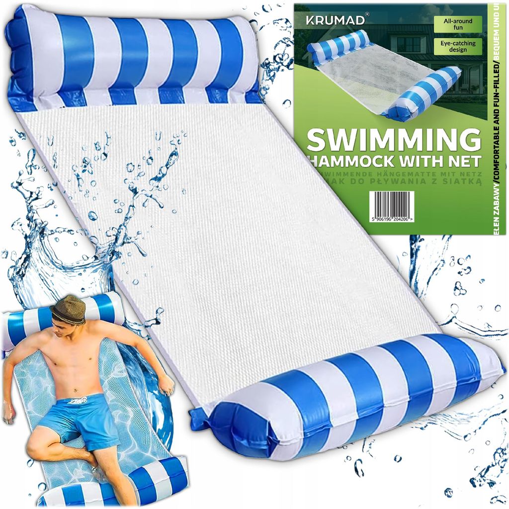 KRUMAD nafukovacia hojdacia sieť do vody 115x65 cm, Obrázok produktu 