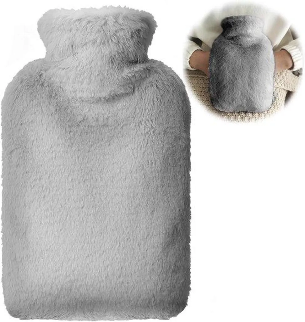 Bouillotte eau chaude 2L avec housse peluche kangourou - Douceur et confort