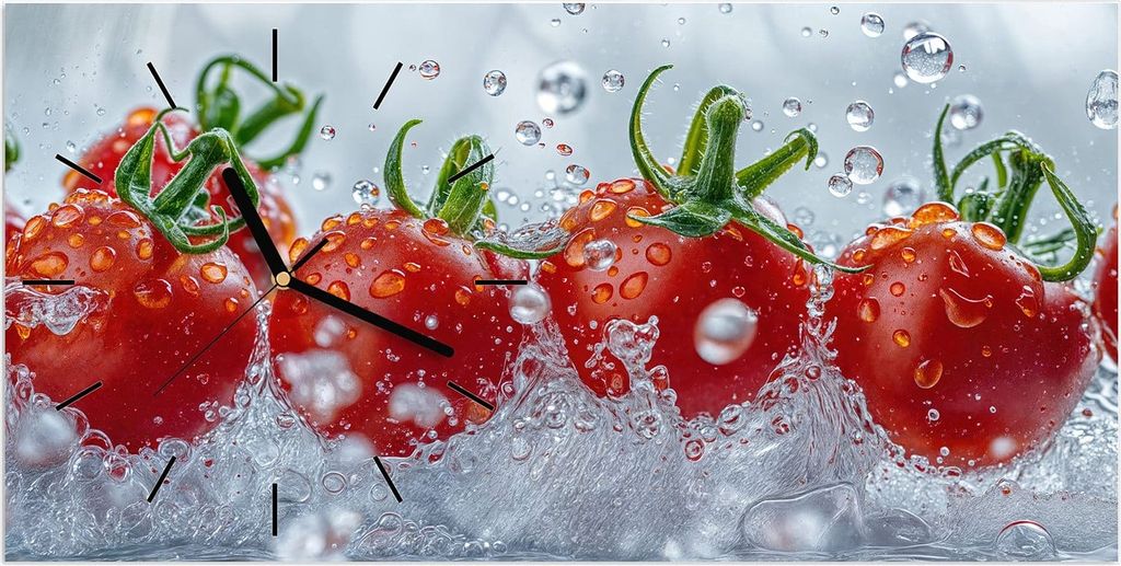 Wanduhr aus Glas mit Motiv Wassertomaten- 60 x 30 cm - inkl. Aufhängesystem