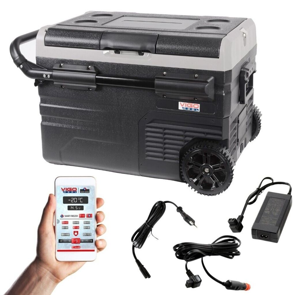 VIGO COOL Auto Kühlbox Kompressor 12V 24V 230V Camping Kühlschrank 35L 2 Kühlkammern 10L + 25L