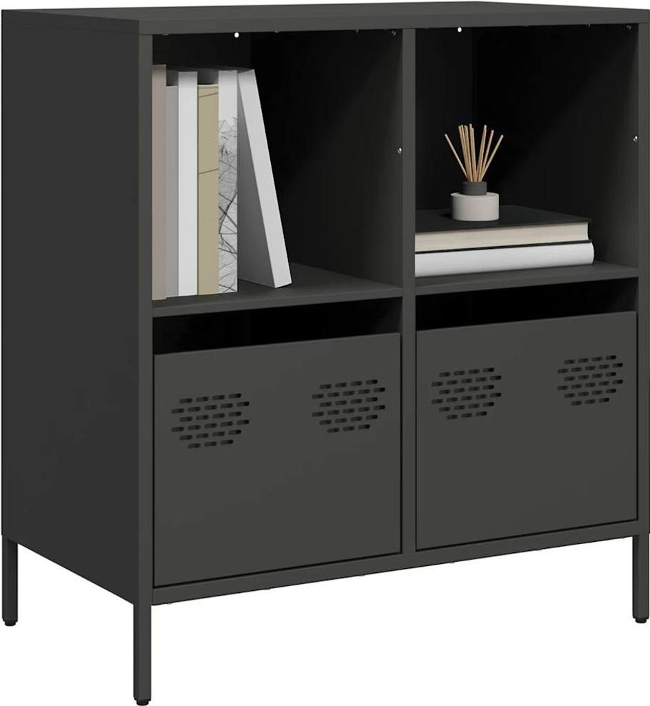 vidaXL Sideboard Schwarz 68x39x73,5 cm Kaltgewalzter Stahl