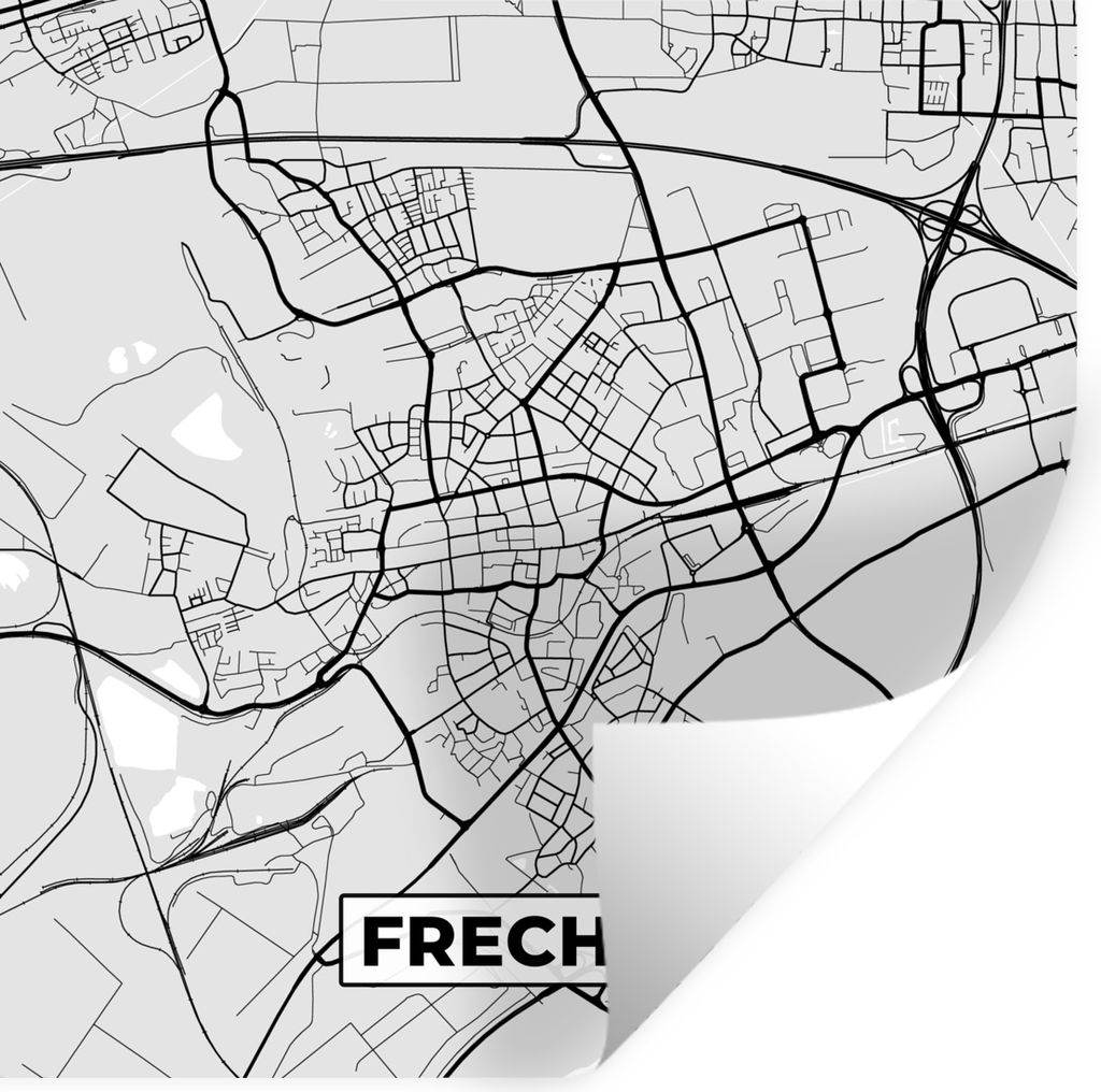 MuchoWow Wandtattoo Wandsticker Wandaufkleber Karte - Deutschland - Frechen - Karte der Stadt 100x100 cm Selbstklebend und Repositionierbar - Wie...