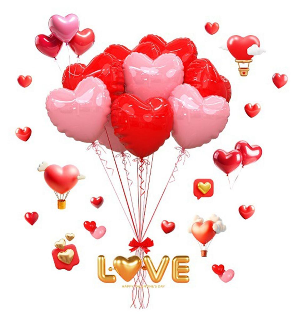 Valentinstag-Fensteraufkleber, große rote und rosa Herzchen, doppelseitige, wiederverwendbare Aufkleber für Fenster, Fenster, Türen und Hochzeit...