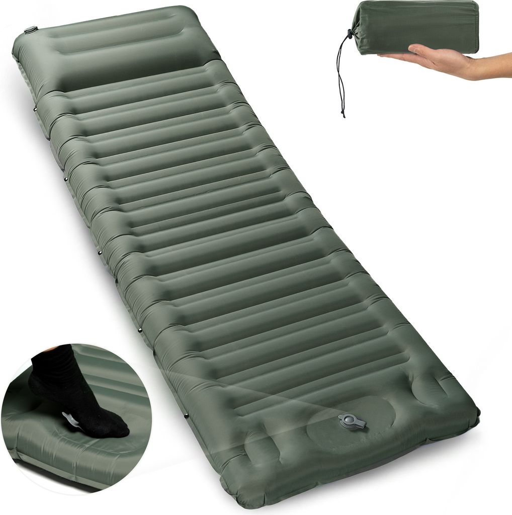 Freetoo Isomatte Isomatte Camping Selbstaufblasend mit Fußpresse Pumpe und Kissen, 12CM Verdicktes Aufblasbare Matratze, Ultraleicht Wasserdicht