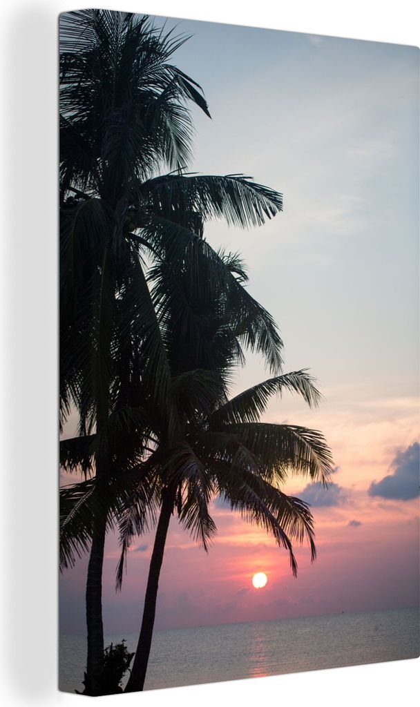 OneMillionCanvasses - Leinwandbilder - 90x140 cm, Palmen - Pastell - Abend - Sommer - Tropisch, Wandbilder Kunstdruck Wanddekoration - Foto auf L...